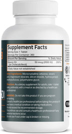 Bronson Vitamin D3 2000 IU (50mcg) Non-GMO, 360 Tablets