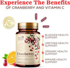 Cranberry Extract 500mg Per Serving - Cranberry Powder Supplement with Vitamins C - Urinary Tract Health Support, Cran Berry Fruit, Sugar Free Formula, Bottled in USA - 60 Capsules