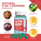 Saffron Supplements Gummies, Saffron Extract for Positive Mood & Calm Nerve, Boost Energy, with Garcinia Cambogia, Vitamin A, B12, Rhodiola Rosea - 60 Gummies