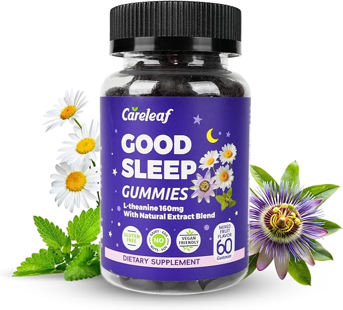 Sleep Gummies No Melatonin - Kids Sleep Gummies with L-Theanine, Magnesium & Herbal Blend, 60 Vegan Sleep aids for Adults, Reduces Nighttime Overthinking