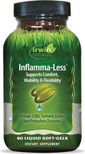 Irwin Naturals Inflamma-Less - Turmeric Extract & Omega-3 Fish Oil - Joint Supplements for Men & Women - Supports Mobility & Comfort - Promotes Healthy Inflammatory Response – 80 Liquid Soft-Gels