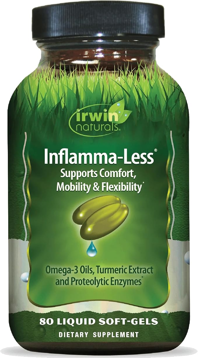 Irwin Naturals Inflamma-Less - Turmeric Extract & Omega-3 Fish Oil - Joint Supplements for Men & Women - Supports Mobility & Comfort - Promotes Healthy Inflammatory Response – 80 Liquid Soft-Gels
