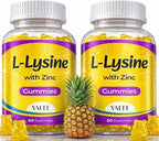 L Lysine Gummies 1000mg with Zinc - Supports Skin, Lip, Vegan, Gluten Free, 60 Chewable L-Lysine for Adults, Vitamins Tissue Health & Immune System, Amino Acid & Complex Supplements, Non-GMO(2Pack)