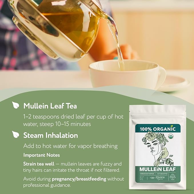 Organic Mullein Tea Loose Leaf (2oz.) – Mullein Leaf Tea Loose - Mullien Herb – Mullen Leaves - Mullin - Natural Alternative for Lungs & Respiratory Health