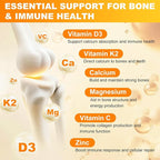 Vitamin D3 K2 Gummies for Women & Men, 6-in-1 Vitamin D Supplements with Magnesium, Zinc and Calcium for Bone, Immune & Energy Support, Sugar Free, Orange Flavor, 120 Count