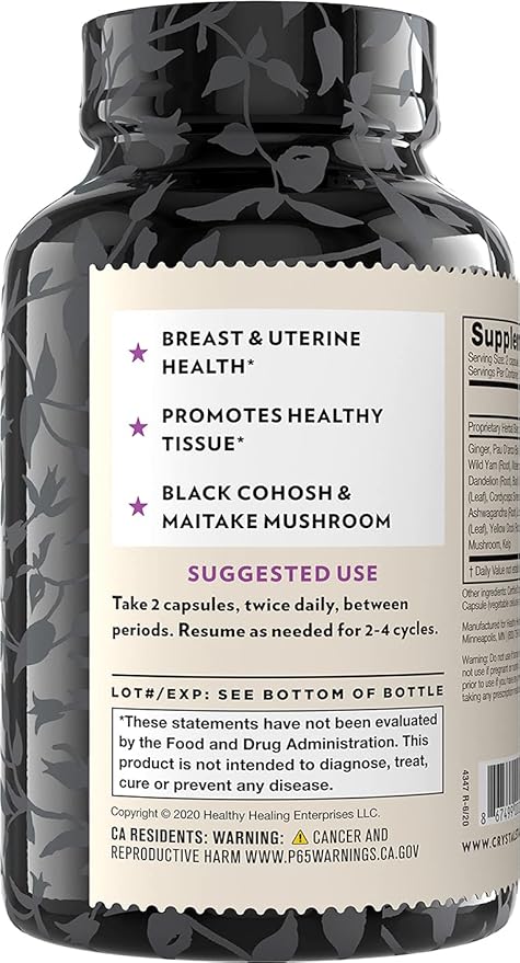 Crystal Star Fibro Defense, 150 Capsules - 17 Whole-Herb Blend - Natural Herbal Supplement Capsles for Women - Vegetarian, Non GMO