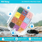12 Compartment Large Pill Case with Airtight Seal - Silicone Gasket Waterproof Med Box with Medication Map (Clear, 1 Pack)