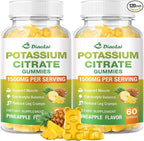 Potassium Citrate 1500mg Gummies - Potassium Supplement for Women & Men, Supports Leg Cramp Relief & Muscle Health, Vegan, Pineapple Flavor (120 Count)