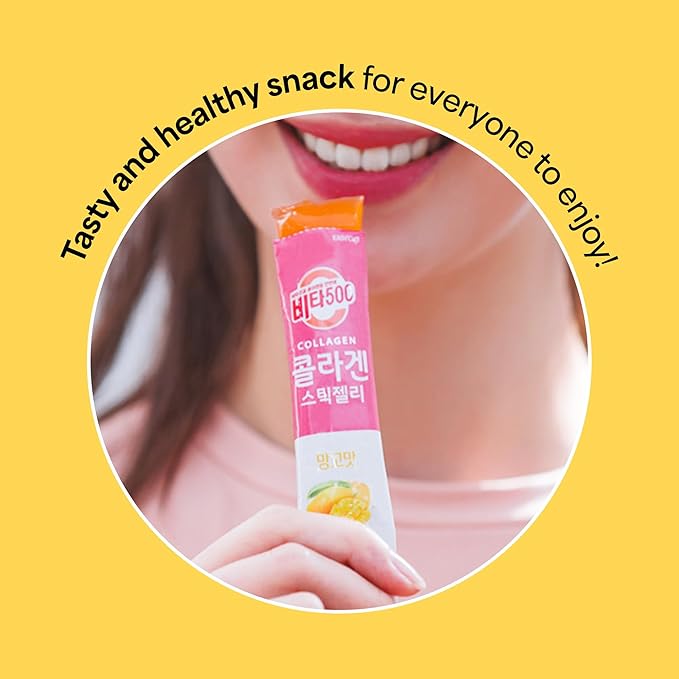 KWANGDONG Vita500 Mango Collagen Peptides Korean Jelly Stick with Vitamin C | Marine Collagen for Hair, Skin, Nails, Beauty, Joints, Minerals & Antioxidants Support | Convenient Daily Sticks 15 Pack