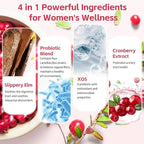 Women Probiotic Gummies for Feminine Health, Supports pH Balance, Vaginal Health, Odor Control & Yeast Balance, Digestive & Immune Support, Sugar Free Cranberry Flavor, 60 Count (Pack of 2)