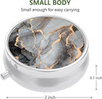 3 Pack Pill Box, Small Pill Case for Purse & Pocket, Cute Travel Medicine Organizer, Portable Medicine Container Holder to Hold Vitamins, Medication, Fish Oil & Supplement, Abstract Art Marble
