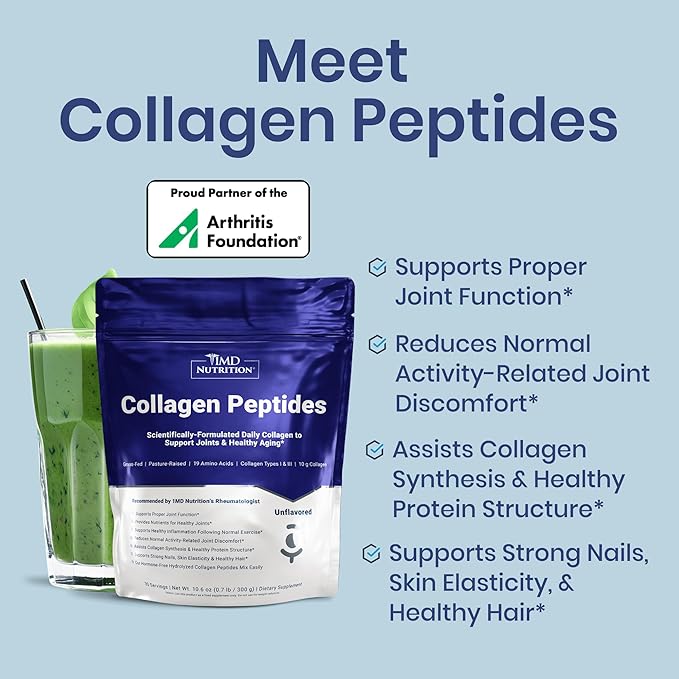 1MD Nutrition Collagen Peptides - Hydrolyzed Collagen Powder Types I & III for Women & Men - Joint, Hair & Nail Support - Unflavored - 30 Servings