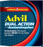 Advil Dual Action Coated Caplets, 125 Mg Ibuprofen and 250 Mg Acetaminophen per Dose (2 Dose Equivalent) for 8 Hour Pain Relief - 216 Count