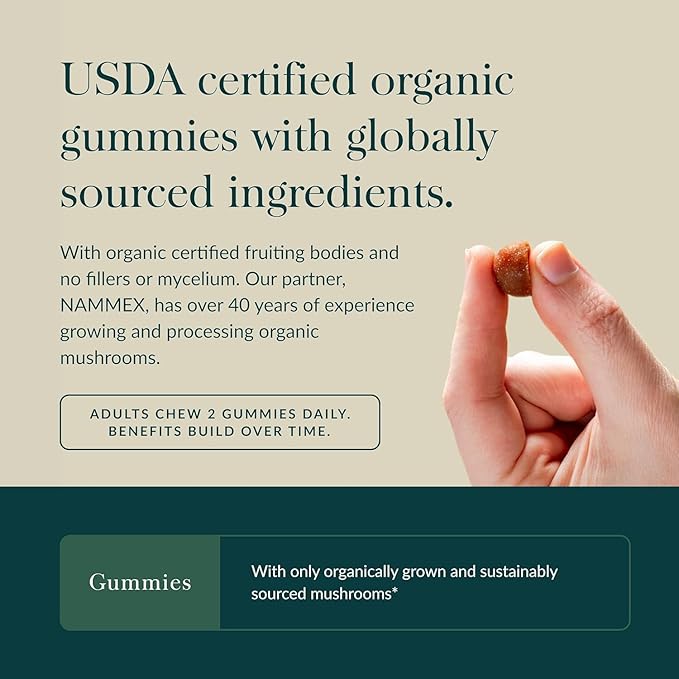 Gaia Herbs Lion's Mane Mushroom Gummies - Brain Support Supplement* - Made with Organic Lion's Mane Mushrooms - Free from Gluten, Soy & Dairy - 60 Vegan Gummies (30 Servings)