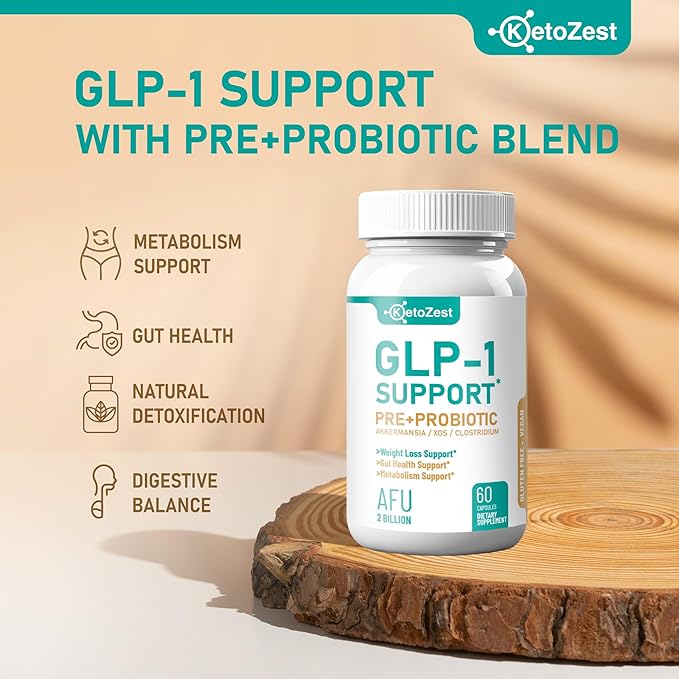GLP-1 Support Weight Loss Supplement - Prebiotic Probiotic GLP1 Support for Women Men - Natural Support with Akkermansia Muciniphila for Fat Burn Gut & Metabolic Health Support
