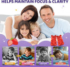 Saffron Gummies for Kids & Adults, 20-in-1 Saffron Supplements with 88.5mg Saffron Extract, B6, B12, C, D3, Magnesium for Calm, Focus, Nerve, Sugar Free, Vegan, Non-GMO - Strawberry Flavor, 120 Counts