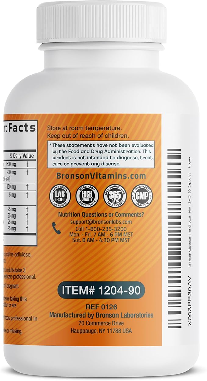 Bronson Glucosamine Chondroitin Turmeric & MSM Advanced Joint & Cartilage Formula, Supports Healthy Joints, Mobility & Cartilage - Non-GMO, 90 Capsules
