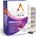 Active Iron Supplement 25mg + Prenatal Multivitamin, Clinically Proven to Increase Iron & Reduce Tiredness, Maximum Absorption, Gentle, Non-Constipating, 30 Capsules + 30 Time Release Tablets