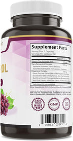 Pure O Elements Resveratrol 1450mg Extra Strength Formula to Promote Better Skin and Immunity with Green Tea, Grape Seed Ext,Red Wine Extract and Others 90 Days Supply
