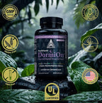 DormiOn™ Sleep + Restore + Stress Supplement | Herbal Sleep Aid for Women & Men | No Melatonin, Non-Habit Forming | Ashwagandha, GABA, Valerian & Magnesium | Vegan, 60 Capsules