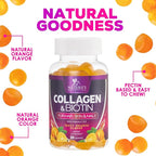 Collagen Gummies - 2500mcg Biotin Per Serving - Complete Collagen Supplement with Hydrolyzed Peptides Type I & III, Biotin, Zinc, & Vitamin C - Hair, Skin, & Nail Support Women & Men - 60 Gummies