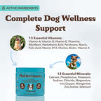 Natural Dog Company 25-in-1 Multivitamin for Dogs – Vet-Formulated Soft Chews for Puppies, Adults & Seniors, Supports Joints, Skin, Coat, Immune & Heart Health, NASC Certified, 180 Count