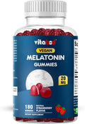 Vitabod Melatonin 20mg Gummies - 180 Count - Drug Free - Natural Strawberry Flavor - Vegetarian, Non-GMO, Gluten Free (1 Bottles)