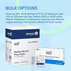 Dynarex DynaSafety Sterile Alcohol Prep Pads - Medium - 70% Isopropyl Alcohol, Individually Wrapped, Soft Cleaning Wipes - Case of 100 Boxes, 10 per Box