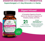 Life Infused Digestive Enzymes with Probiotics – 21 Plant-Based Enzymes with Bromelain, Papain, Amylase & Protease – Digestive Support for Gas & Bloating – 72 Trace Minerals & Herbs – Vegan – Capsules