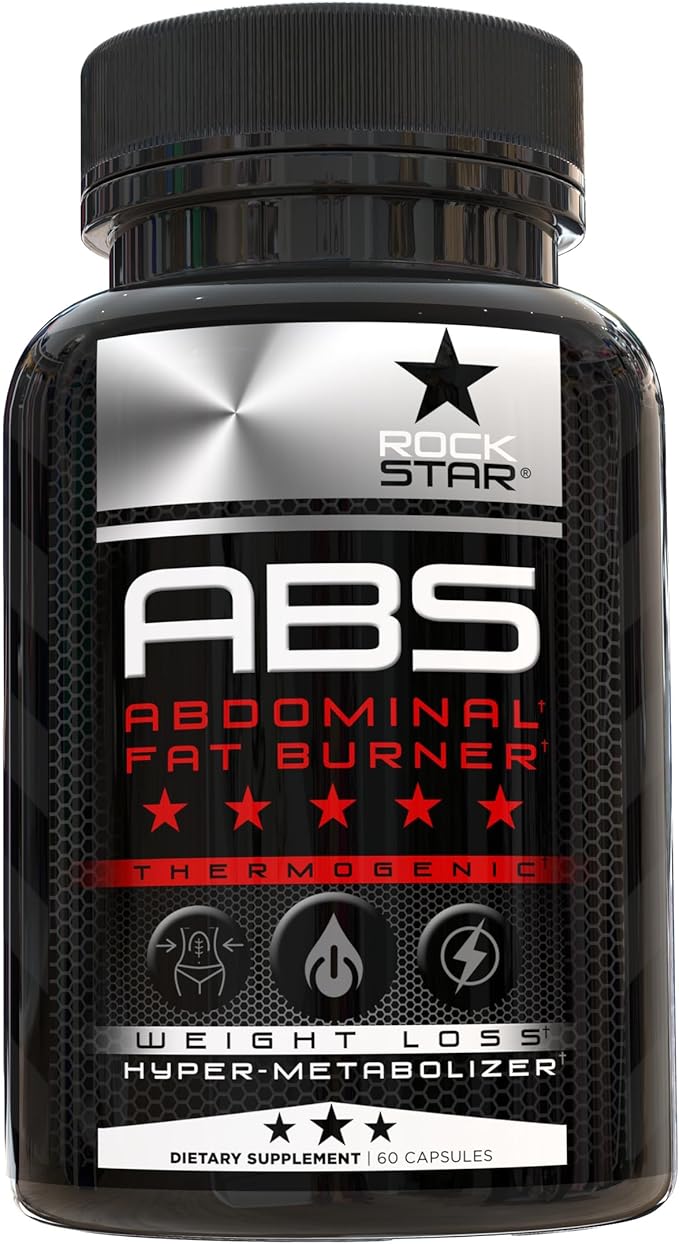 Rockstar Abs Dietary Supplement - Thermogenic Ab Fat Burner, Hyper Metabolizer - Belly Fat & 6 Pack Support, Weight Loss, GLP-1 & Metabolism Booster Pills for Men & Women – Targeted Abdominal Fat Loss