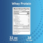 Jarrow Formulas Whey Protein with 18 g of Protein, 3.8 g of BCAAs, and Glutamine, Dietary Supplement for Muscle Function and Recovery Support, 32 oz Unflavored Powder, Approximately 38 Day Supply