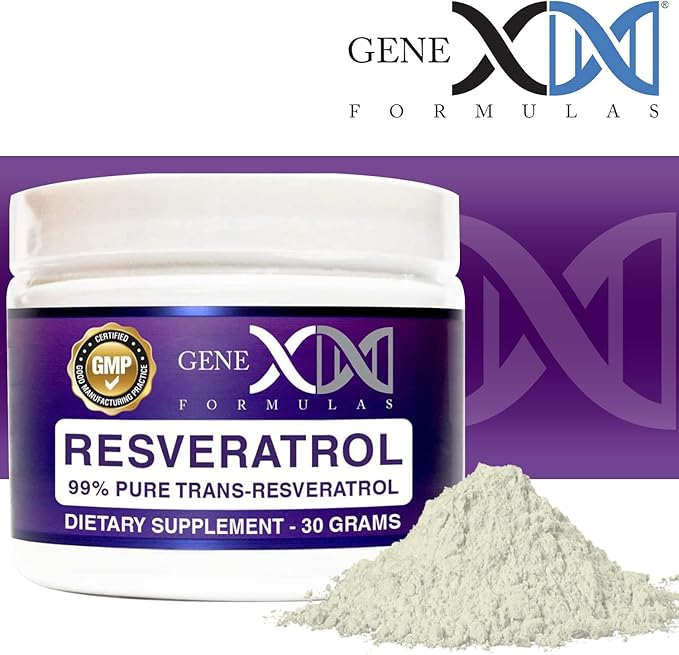 GENEX Trans Resveratrol 1000mg Powder Serving 99% Pure Micronized Pharmaceutical Grade | 30 Servings/30Grams | 1 Gram Per Day 30-Day Supply Made in a GMP & NSF Certified Facility