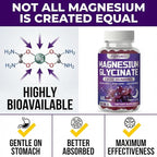 Magnesium Glycinate Gummies, Sugar Free, High Absorption, Gentle on Stomach, Chewable, Grape Flavor, 60 Count (Pack of 1)