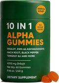 10-in-1 True Alpha Shilajit Gummies, 4000mg Himalayan Alpha Gummies for Men, Energy Boost, Immune Support, with Ashwagandha, Maca Root, Tongkat Ali, Fulvic Acid, 85+Trace Mineral, No Added Sugar, 60ct