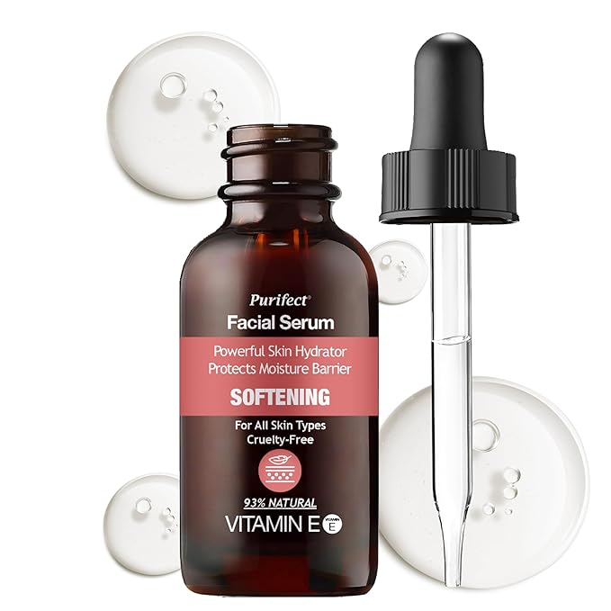 Purifect Softening Vitamin E Facial Serum for Dry Skin - Protects Moisture Barrier, Hydrating & Softening, Antioxidant Support, Enriched with Rose Water, Iris Root & Pear Fruit - 1 fl oz