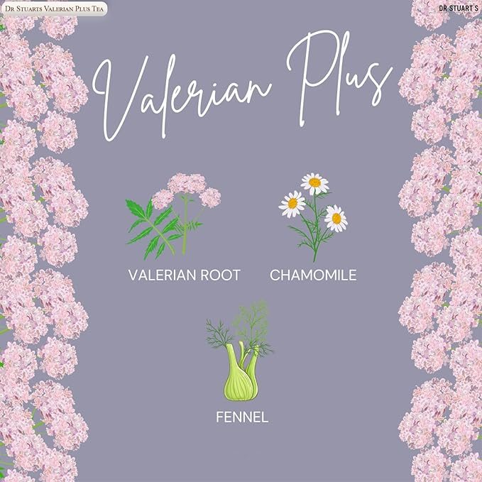 Dr Stuart's Organic Valerian Plus Tea | Herbal Blend of Chamomile, Valerian Root & Fennel | Bedtime Tea Helps in Restful Sleep & Relaxation | Naturally Caffeine Free | 0.91 Oz (15 Teabags)