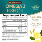 Omega 3 Fish Oil Supplements - 2400mg Fish Oil Per Serving - Triple Strength Omega-3 with Fatty Acids EPA & DHA - Natural Heart, Brain & Immune Support - Wild Caught, Bottled in USA - 180 Softgels