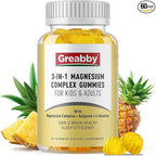 Triple Magnesium Complex Gummies - 800mg Magnesium Glycinate & Citrate, Apigenin & L-Theanine, for Kids & Adults, Naturally Asleep & Muscle Cramps (60 Count)