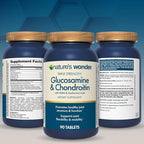 Nature's Wonder Triple Strength Glucosamine Chondroitin with MSM and Hyaluronic Acid and Boswellia for Joint Health, Supports Joint Flexibility and Mobility, 45 Day Supply, 90 Tablets