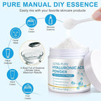 Pure Hyaluronic Acid Serum Powder for Skin & Face, 120G High Molecular Weight Anti Aging Hyaluronic Acid serum, Water Soluble, Fine Powder, Gluten Free, Non-GMO- Includes Scoop