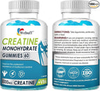Creatine Gummies Monohydrate Complex 5000mg 60 Count Gummies Taurine + Vitamin B6 for Muscle Strength, Muscle Builder, Energy Boost, Pre Workout (60 Count (Pack of 2))