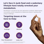 NewRhythm Akkermansia Muciniphila for Women & Men 200B TFU, Naturally Increase GLP-1 Metabolism Booster Gut Lining Repair, Cranberry Blueberry Pomegranate Extracts, Vegan, 60 Caps