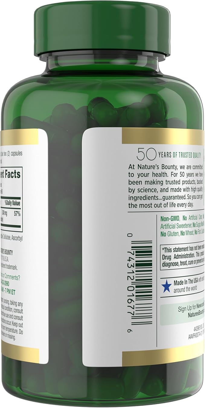 Nature’s Bounty High Absorption Magnesium Glycinate 240 mg for Supporting Muscle Relaxation and Bone, Heart & Nerve Health – Non-GMO, Gluten-Free, Vegetarian, 120 Count/60 Servings