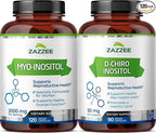 Zazzee 40:1 Ratio Myo and D-Chiro Inositol Supplement for Women | Myo Inositol Capsules Plus D-Chiro for Cycle Regulation Ovarian Support & Overall Hormone Balance for Women - Vegan & ISO Lab Tested