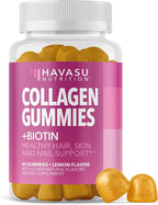 Collagen Gummies for Women and Men with 2500mcg Biotin, Zinc, Vitamin C & E - Hydrolyzed Collagen Gummies for Hair, Skin & Nail Support - Biotin and Collagen Gummies - Lemon Flavor - 30 Servings