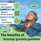 Soursop Graviola Gummies | 2000mg Soursop Leaves Extract for Digestive, Cell Support, Immune Support and Antioxidant | High-Absorption | Soursop Fruit for Adults | Non-GMO, Vegan, 120 Gummies