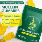 Mullein Gummies for Lung Detox, 2000mg Mullein Leaf Extract for Respiratory & Digestive & Immune Support w/Quercetin, Bromelain, Elderberry & Marshmallow, Vegan 120 Gummies (2 packs 120 gummies)