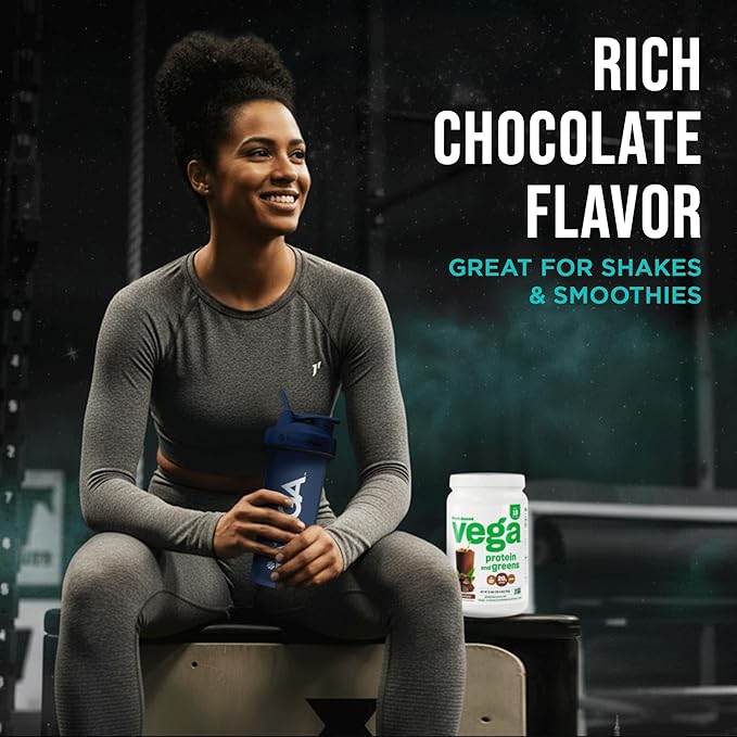 Vega Protein and Greens Protein Powder Chocolate (19 Servings) - 20g Plant Based Protein Plus Veggies, Vegan, Non GMO, Pea Protein for Women and Men, 1.4lb (Packaging May Vary) (Pack of 1)