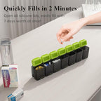 KOVIUU Weekly Pill Organizer Magnetic, Removable Pill Box 7 Day 1 Time a Day, Large Pill Case Travel, Week Once Daily Medication Dispenser, Medicine Container Holder for Supplement Vitamin, Green