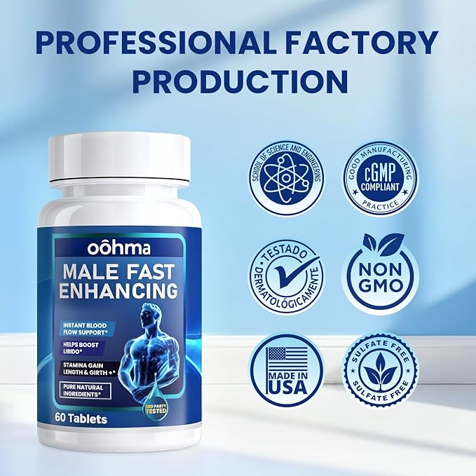 New Male Enhancing Supplement, Designed to be Fast Acting for Blood Flow to Gain Length & Girth + Stamina, Maca, Epimedium, and Other Natural Ingredients, 3rd Party Tested Supplement 60 Tablets